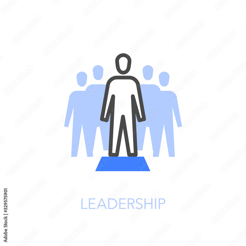 Aufkleber leadership symbol with a group of people and one person as a leader in front of them. easy to use fo
