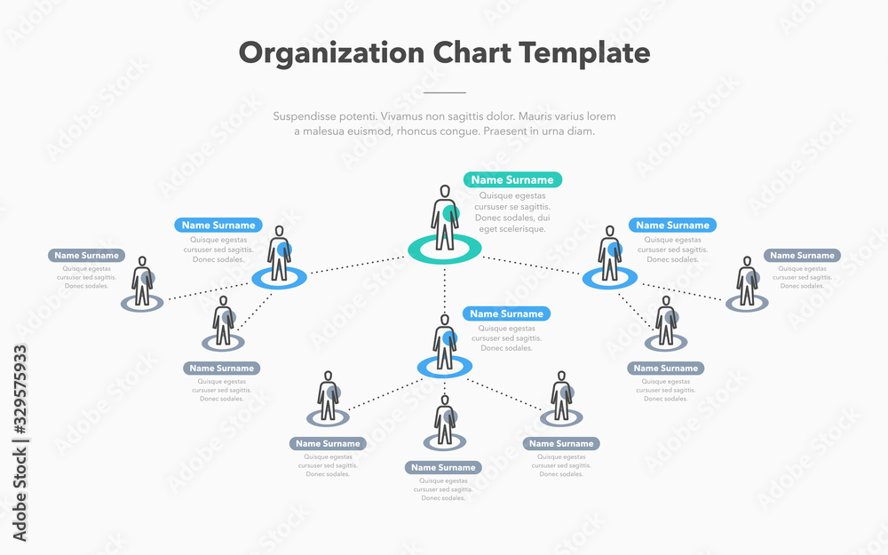 Aufkleber Modern simple company organization hierarchy schema template with place for your content. Easy to use for your website or presentation.