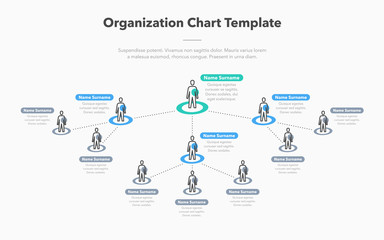 Modern simple company organization hierarchy schema template with place for your content. Easy to use for your website or presentation.