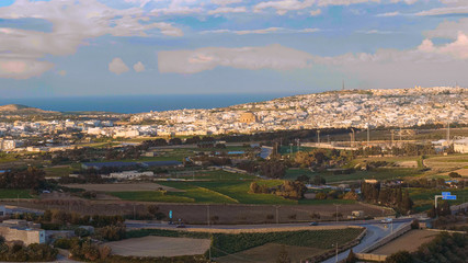 Fototapeta premium Amazing view over Mosta and Valletta from Mdina - travel photography