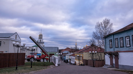 View of old historical street Georgievskaya in downtown, Vladimir, Russia.