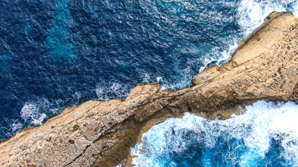 Aerial view over Dwerja Bay on the island of Gozo Malta - aerial photography