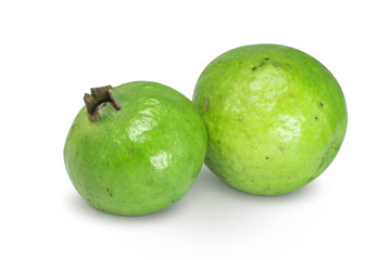 fresh green guava fruit on green background