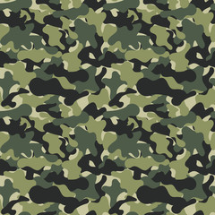 Fototapeta premium Camouflage seamless pattern texture. Abstract modern vector military camo backgound. Fabric textile print template.