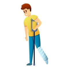 Patient plaster leg icon. Cartoon of patient plaster leg vector icon for web design isolated on white background