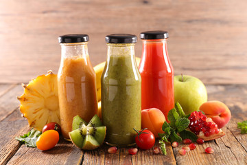 fruit juice in bottle- healthy smoothie