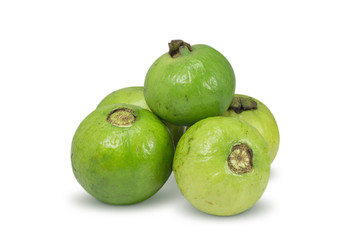 fresh green guava on white background