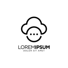 Cloud Chat logo vector icon illustration line outline monoline