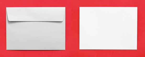 Obraz premium envelope on red paper background