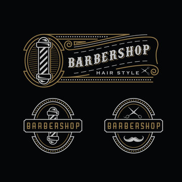 Barbershop set pack template logo Design