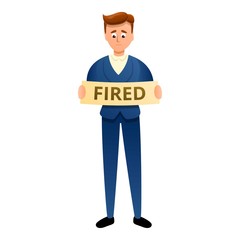 Fired office worker icon. Cartoon of fired office worker vector icon for web design isolated on white background