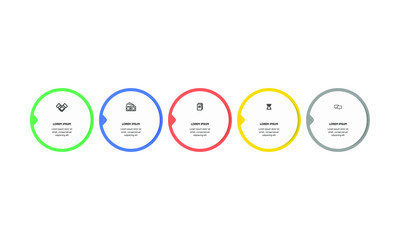 Infographic. Vector Infographic design template with icons and 5 numbers options or steps. Can be used for process diagram, presentations, workflow layout, banner, flow chart, info graph.