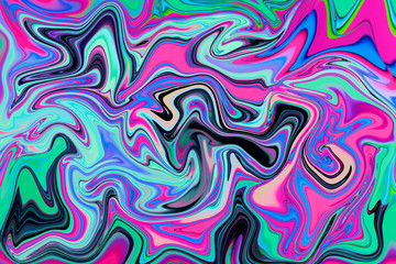 Pink and blue liquid marbling paint swirls background. Fluid painting abstract texture.