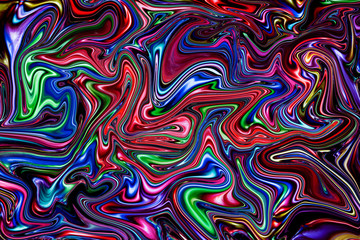 Multicolored liquid marbling paint swirls background. Fluid painting abstract texture.