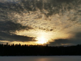 sunset over lake