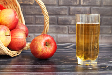 Organic apple juice in a glass