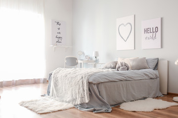 Interior of beautiful modern bedroom