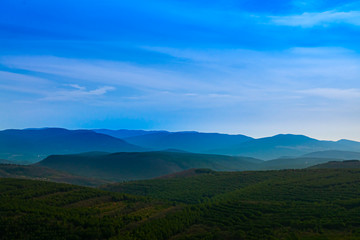 Fototapeta premium Beautiful natural landscape. Summer, spring morning time in high mountain.