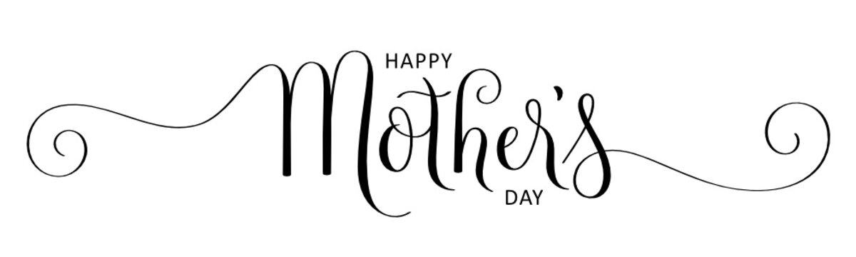 HAPPY MOTHER'S DAY black vector brush calligraphy banner with spirals