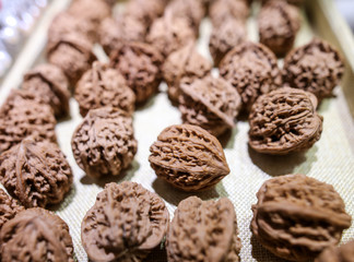 Walnuts on a counter in a shopping center