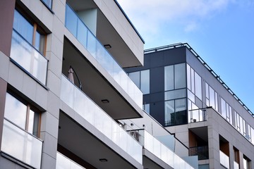 Modern European residential apartment buildings quarter. 