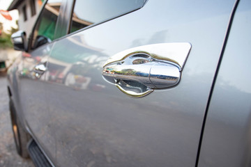 Close up pickup car door handle
