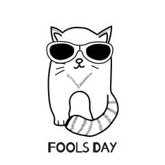 Fools day card with cute cat.