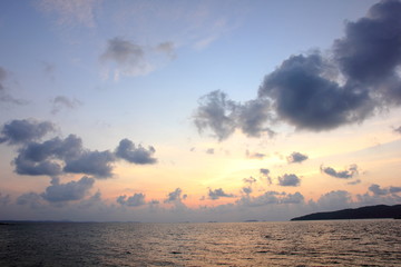 Clouds and morning sky on the sea.white clouds over the tropical sea at sunset.at Khao Laem Ya, Rayong ,Thailand.