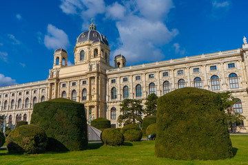 Fragment of museum of Art History (Kunsthistorisches museum) on Maria Theresa square (Maria-Theresien-Platz) in Vienna, Wien, Austria