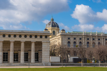 Fragment of museum of Art History (Kunsthistorisches museum) on Maria Theresa square (Maria-Theresien-Platz) in Vienna, Wien, Austria