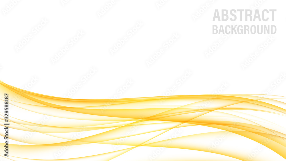Poster Abstract background with gold waves. Abstract digital gold gradient waves. White background. Shiny golden moving sparkle design element. Vector decorative illustration. White backdrop.