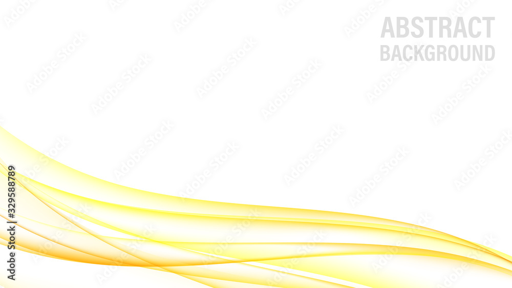 Poster Abstract background with gold waves. Abstract digital gold gradient waves. White background. Shiny golden moving sparkle design element. Vector decorative illustration. White backdrop.