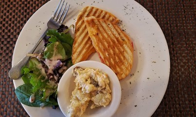 Grilled Cheese Sandwich with Side Salads, Top View