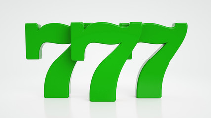 Green 777 Slot Sign Isolated On The White Background - 3D Illustration