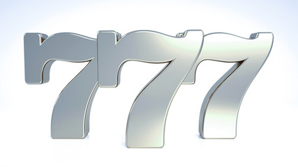 Silver 777 Slot Sign Isolated On The White Background - 3D Illustration