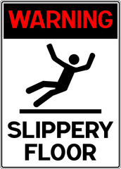 Slippery floor yellow triangle warning sign