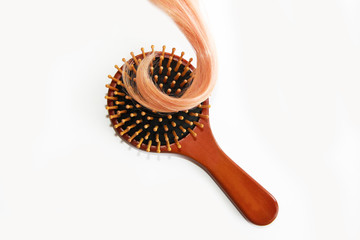 spoiled curls hair blonde wig and wooden brown massage a comb 