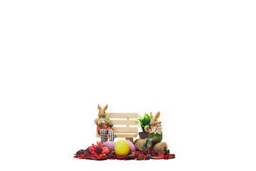 Decorative Easter eggs rabbit background