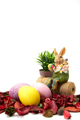 Decorative Easter eggs rabbit background