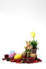 Decorative Easter eggs rabbit background