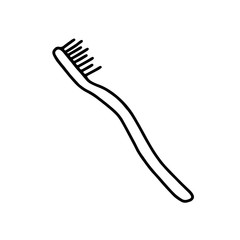 Doodle-style toothbrush illustration.Outline drawing by hand.Black and white image.Personal care items.Vector illustration.