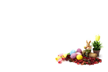 Decorative Easter eggs rabbit background