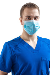 Portrait of the doctor on a pure white background