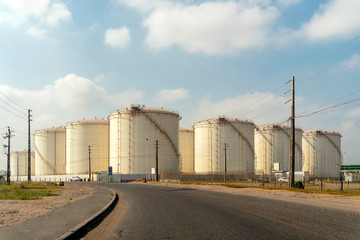 Fuel tanks in port of Matola, Mozambique