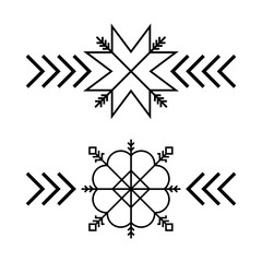 Old baltic Folk star or flower snowflake symbol. - obrazy, fototapety, plakaty