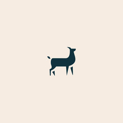 Vector linear logo design template - goat emblem - abstract animals and symbol