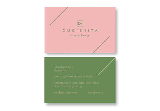 Pink and Green Business Card Layouts
