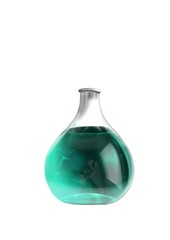 flask with blue liquid isolated on white background