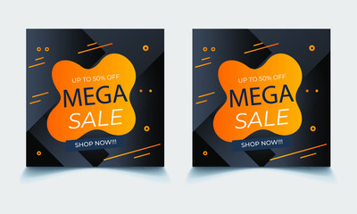 mega sale offer social media post design banner template