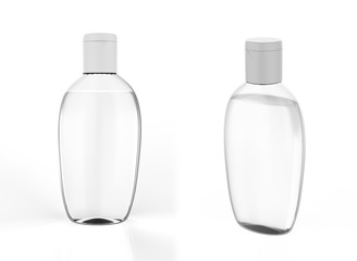 Clear hand sanitizer in a clear pump bottle isolated on a white background. Hand sanitizer is used for killing germs, bacteria and viruses. 3d illustration 